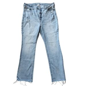 Old Navy Light Blue High Rise Kicker Bootcut Jeans with Frayed Hem